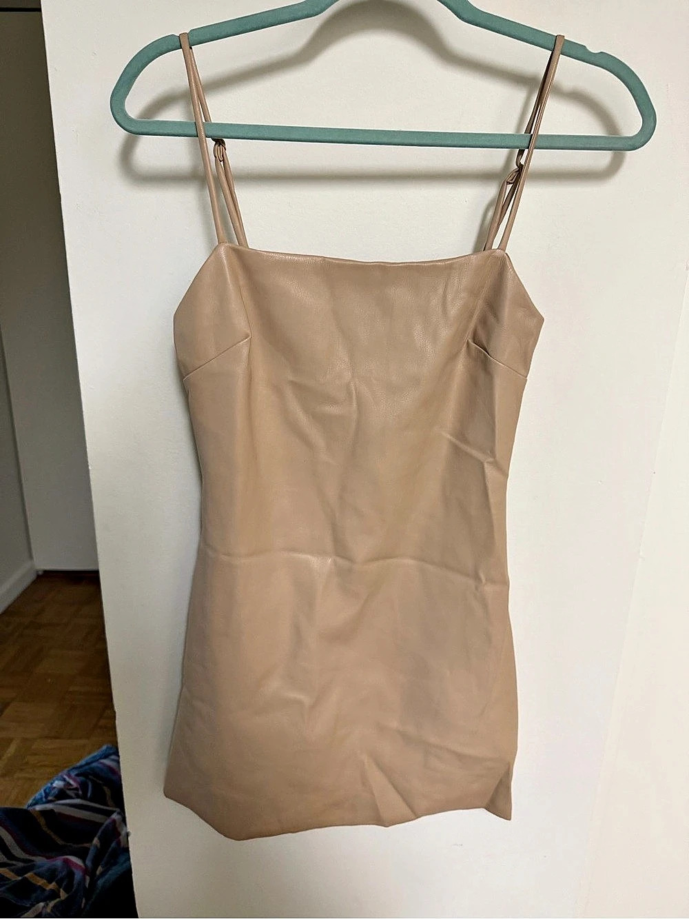 Bardot Pleather Dress Mini in Beige Size Small NWT